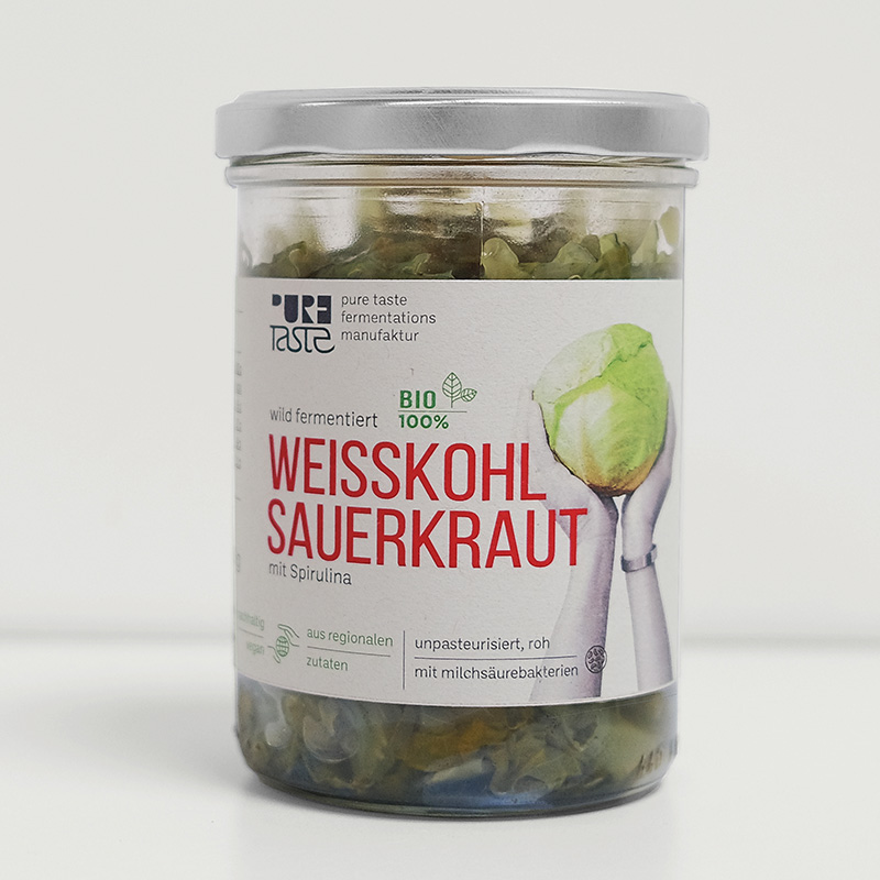 Sauerkraut roh fermentiert, lokal produziert mit regionalen Zutaten